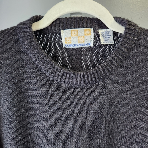 Vintage Winterset Pearl Button Knit Pullover Sweater Women's Plus Size 22W Black - Picture 4 of 7